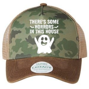 Boo Ghost Halloween Theres Some Horrors In House Vibe Gift Legacy Tie Dye Trucker Hat