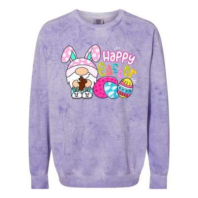 Bunny Gnome Hug Easter Eggs Hunting Happy Easter Day Gift Colorblast Crewneck Sweatshirt