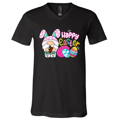 Bunny Gnome Hug Easter Eggs Hunting Happy Easter Day Gift V-Neck T-Shirt