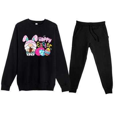 Bunny Gnome Hug Easter Eggs Hunting Happy Easter Day Gift Premium Crewneck Sweatsuit Set