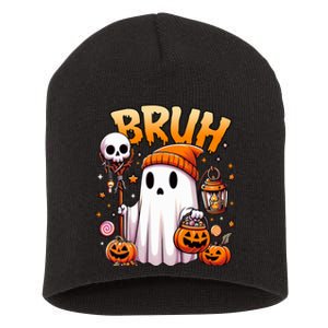 Bruh Ghost Halloween Cute Ghost Trick Or Treat Candy Short Acrylic Beanie