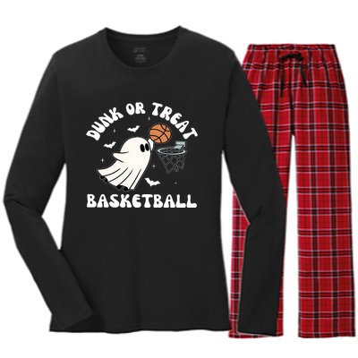 Basketball Ghost Halloween Cute Ghoul Women's Long Sleeve Flannel Pajama Set 