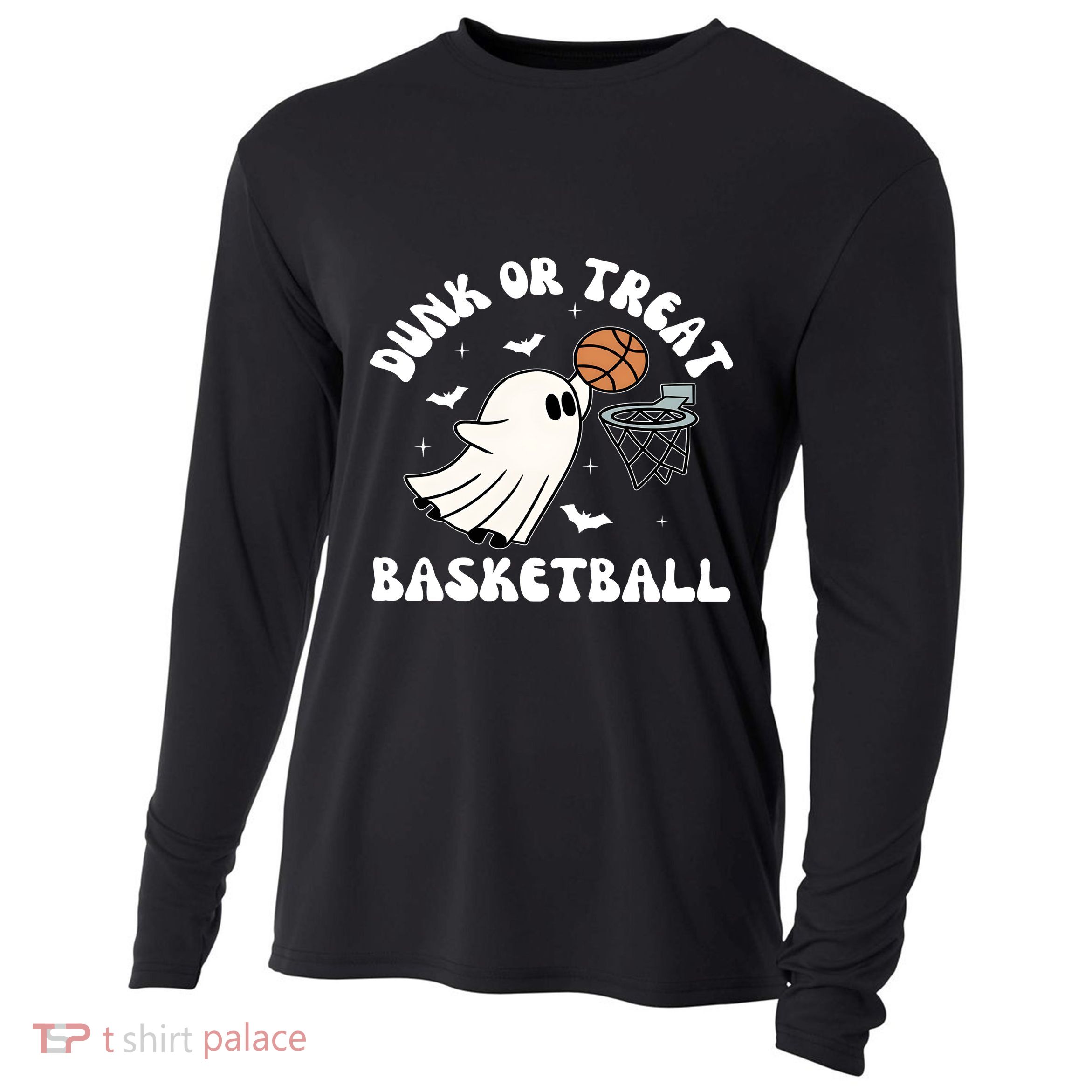Basketball Ghost Halloween Cute Ghoul Cooling Performance Long Sleeve Crew
