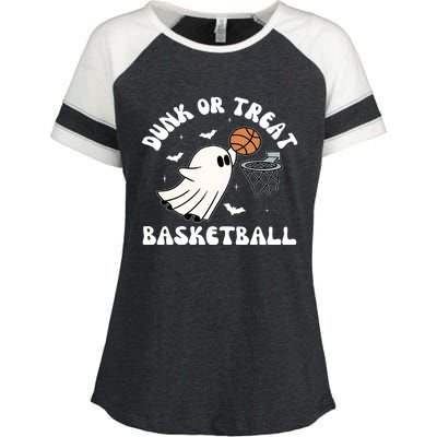 Basketball Ghost Halloween Cute Ghoul Enza Ladies Jersey Colorblock Tee