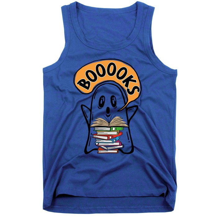 Booooks Ghost Halloween Reading Book Teacher Gift Tank Top