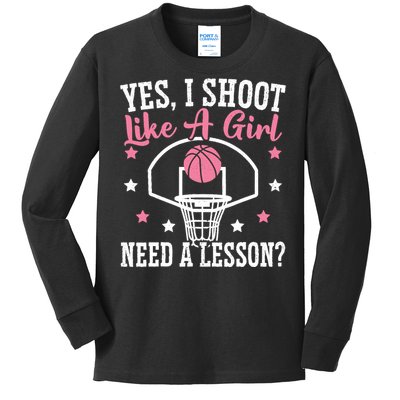 Basketball Girl Hoop Junkie Sport Lover Basketball Player Kids Long Sleeve Shirt