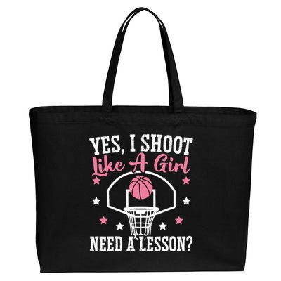 Basketball Girl Hoop Junkie Sport Lover Basketball Player Cotton Canvas Jumbo Tote