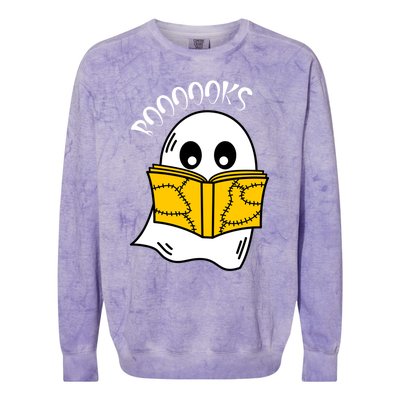 Booooks Ghost Halloween Reading Cute Ghost Reading Book Cool Gift Colorblast Crewneck Sweatshirt