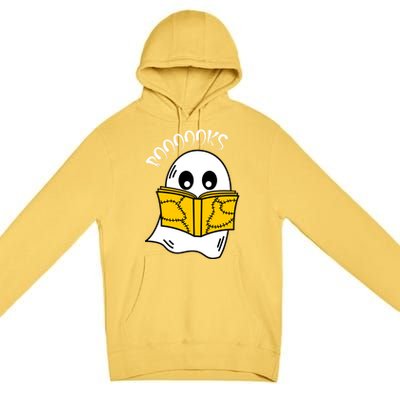 Booooks Ghost Halloween Reading Cute Ghost Reading Book Cool Gift Premium Pullover Hoodie