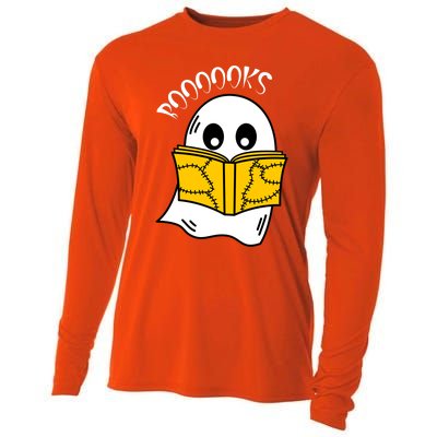 Booooks Ghost Halloween Reading Cute Ghost Reading Book Cool Gift Cooling Performance Long Sleeve Crew