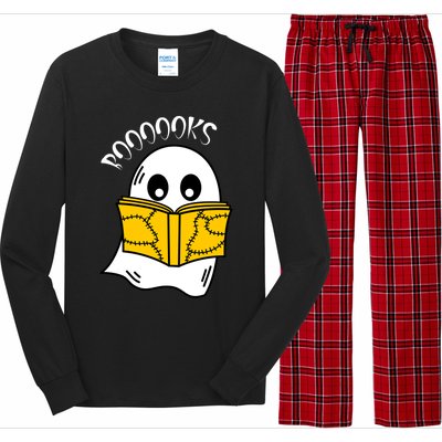 Booooks Ghost Halloween Reading Cute Ghost Reading Book Cool Gift Long Sleeve Pajama Set