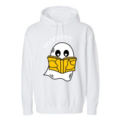 Booooks Ghost Halloween Reading Cute Ghost Reading Book Cool Gift Garment-Dyed Fleece Hoodie