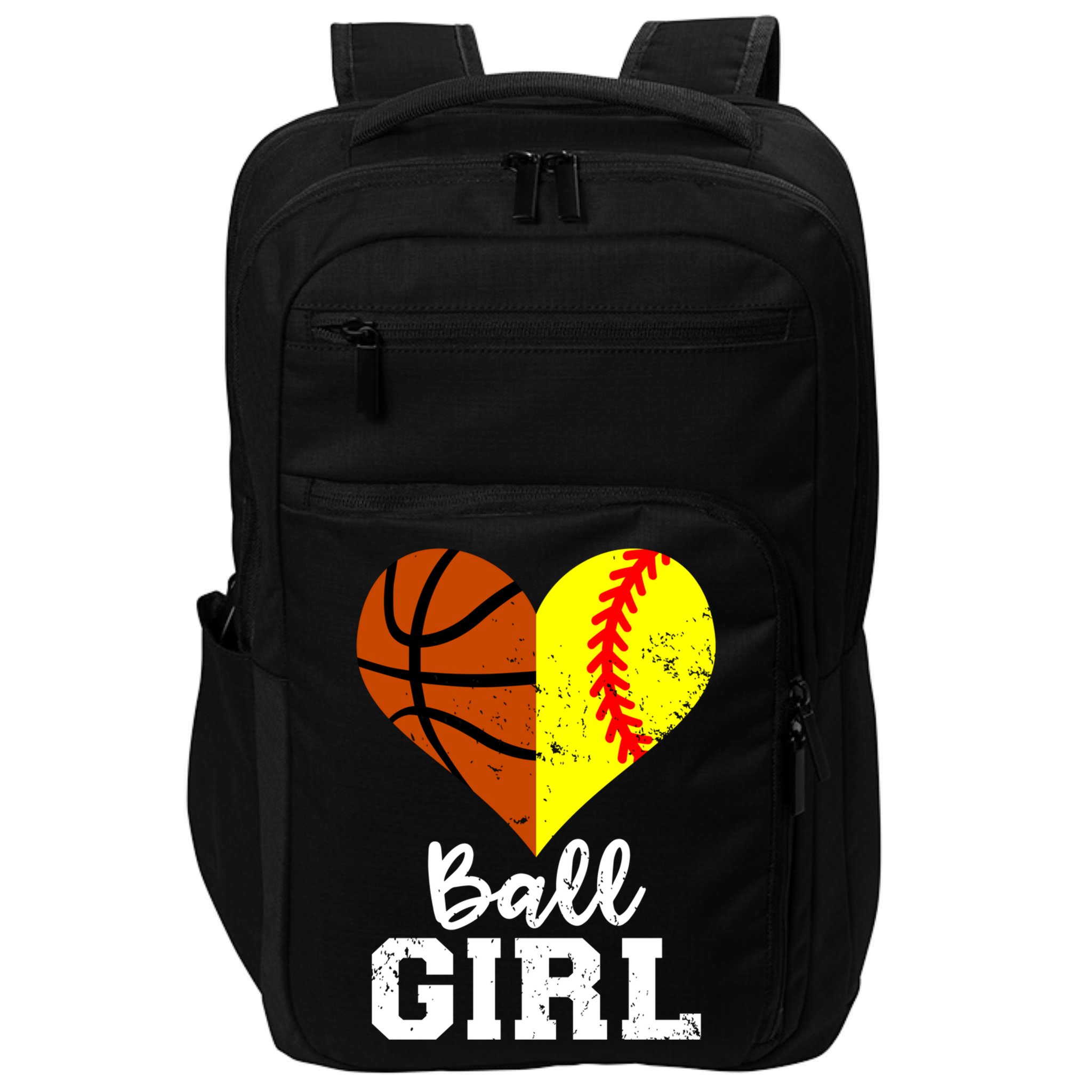 Ball Girl Heart Funny Softball Basketball Girl Impact Tech Backpack