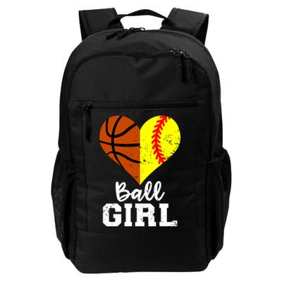 Ball Girl Heart Funny Softball Basketball Girl Daily Commute Backpack