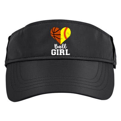 Ball Girl Heart Funny Softball Basketball Girl Adult Drive Performance Visor