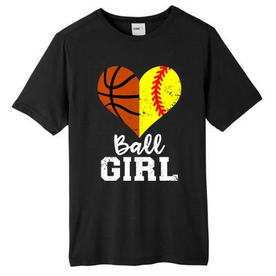 Ball Girl Heart Funny Softball Basketball Girl Tall Fusion ChromaSoft Performance T-Shirt