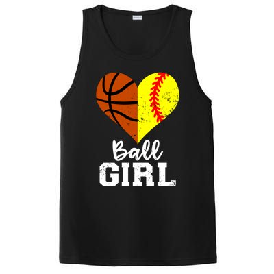 Ball Girl Heart Funny Softball Basketball Girl PosiCharge Competitor Tank