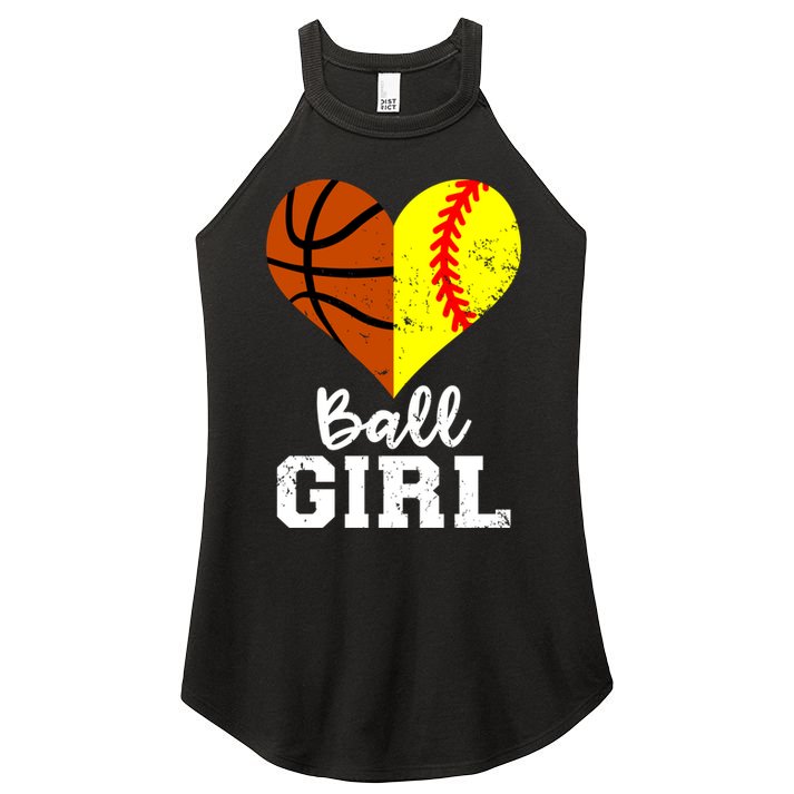 Ball Girl Heart Funny Softball Basketball Girl Women's Perfect Tri Rocker Tank