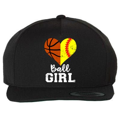 Ball Girl Heart Funny Softball Basketball Girl Wool Snapback Cap