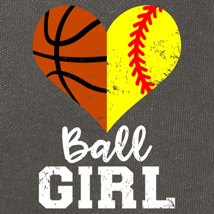 Ball Girl Heart Funny Softball Basketball Girl Cotton Canvas Backpack