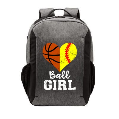 Ball Girl Heart Funny Softball Basketball Girl Vector Backpack