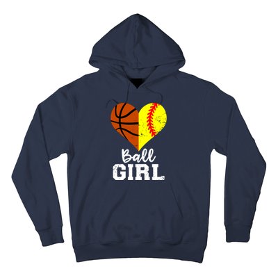 Ball Girl Heart Funny Softball Basketball Girl Hoodie