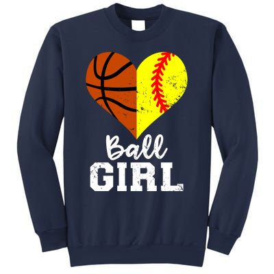 Ball Girl Heart Funny Softball Basketball Girl Sweatshirt