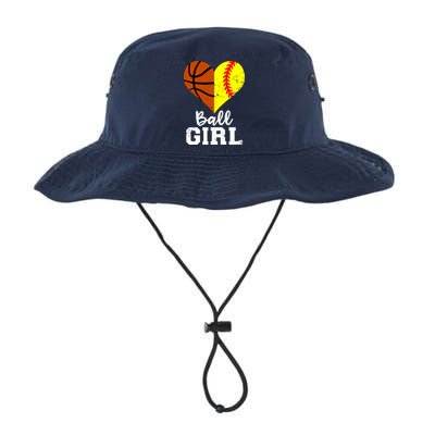 Ball Girl Heart Funny Softball Basketball Girl Bucket Hat