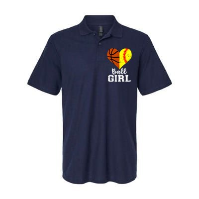 Ball Girl Heart Funny Softball Basketball Girl Softstyle Adult Sport Polo