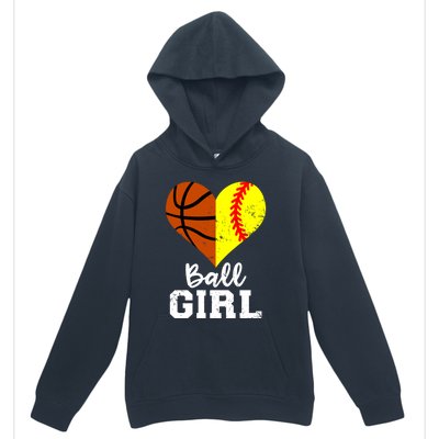 Ball Girl Heart Funny Softball Basketball Girl Urban Pullover Hoodie