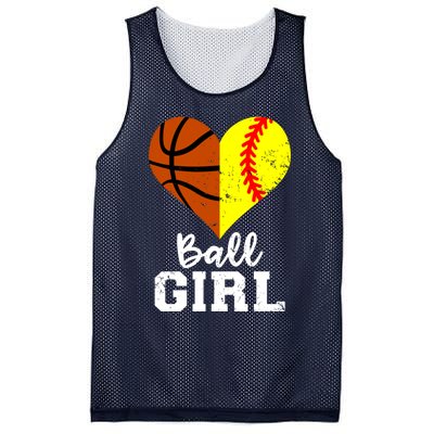 Ball Girl Heart Funny Softball Basketball Girl Mesh Reversible Basketball Jersey Tank