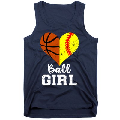 Ball Girl Heart Funny Softball Basketball Girl Tank Top