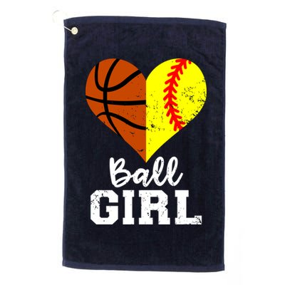 Ball Girl Heart Funny Softball Basketball Girl Golf Towel