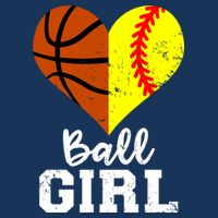 Ball Girl Heart Funny Softball Basketball Girl Women's V-Neck T-Shirt