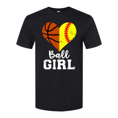 Ball Girl Heart Funny Softball Basketball Girl Softstyle CVC T-Shirt