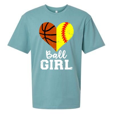 Ball Girl Heart Funny Softball Basketball Girl Sueded Cloud Jersey T-Shirt