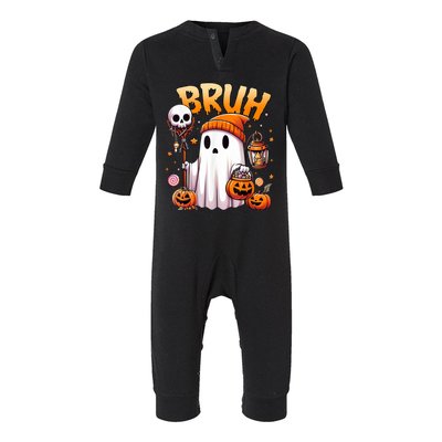 Bruh Ghost Halloween Cute Ghost Trick Or Treat Infant Fleece One Piece