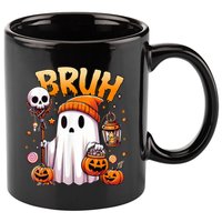 Bruh Ghost Halloween Cute Ghost Trick Or Treat 11oz C Handle Ceramic Mug
