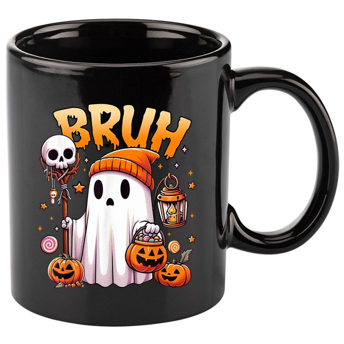 Bruh Ghost Halloween Cute Ghost Trick Or Treat 11oz C Handle Ceramic Mug