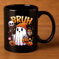Bruh Ghost Halloween Cute Ghost Trick Or Treat 11oz C Handle Ceramic Mug