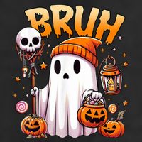 Bruh Ghost Halloween Cute Ghost Trick Or Treat 11oz C Handle Ceramic Mug