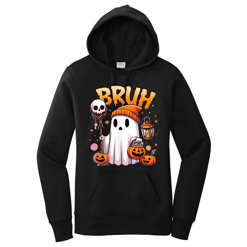 Bruh Ghost Halloween Cute Ghost Trick Or Treat Women's Pullover Hoodie