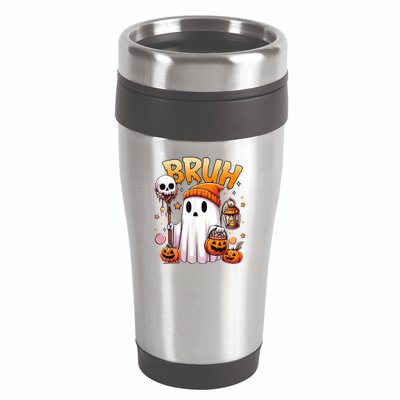 Bruh Ghost Halloween Cute Ghost Trick Or Treat 16oz Travel Tumbler