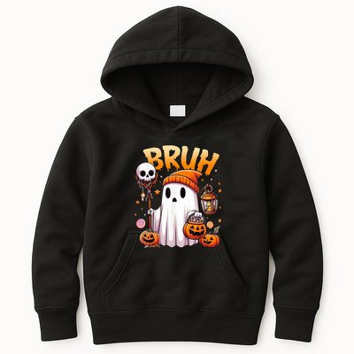 Bruh Ghost Halloween Cute Ghost Trick Or Treat Kids Hoodie