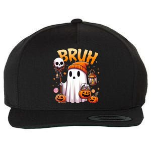 Bruh Ghost Halloween Cute Ghost Trick Or Treat Wool Snapback Cap