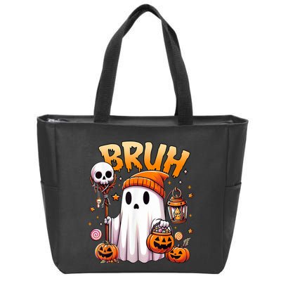 Bruh Ghost Halloween Cute Ghost Trick Or Treat Zip Tote Bag