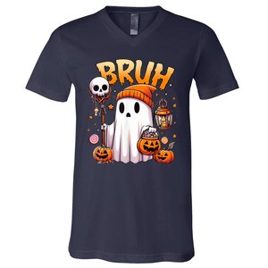 Bruh Ghost Halloween Cute Ghost Trick Or Treat V-Neck T-Shirt