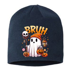 Bruh Ghost Halloween Cute Ghost Trick Or Treat Sustainable Beanie