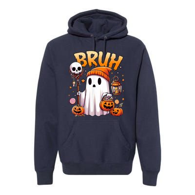 Bruh Ghost Halloween Cute Ghost Trick Or Treat Premium Hoodie