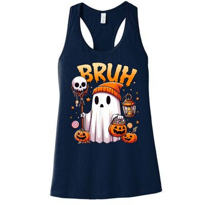 Bruh Ghost Halloween Cute Ghost Trick Or Treat Women's Racerback Tank